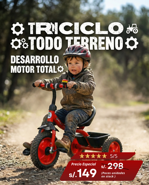 ¡Dale la Aventura que Merece! Triciclo Premium con Canastilla y Llantas Todo Terreno