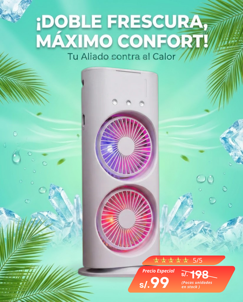 Ventilador de Escritorio Doble con Luz RGB
