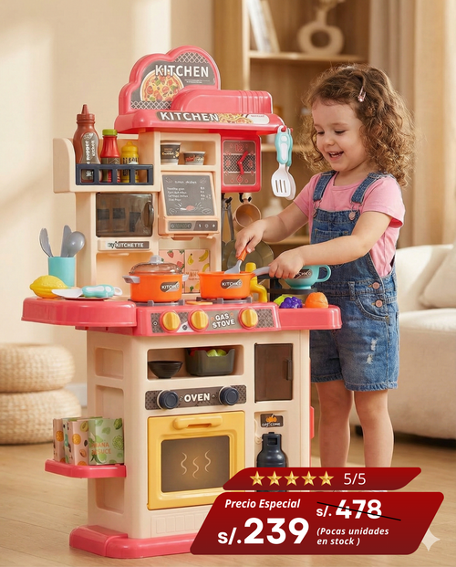 Mega Cocina Infantil Deluxe 85 Piezas – Juguete Interactivo con Luces y Sonidos