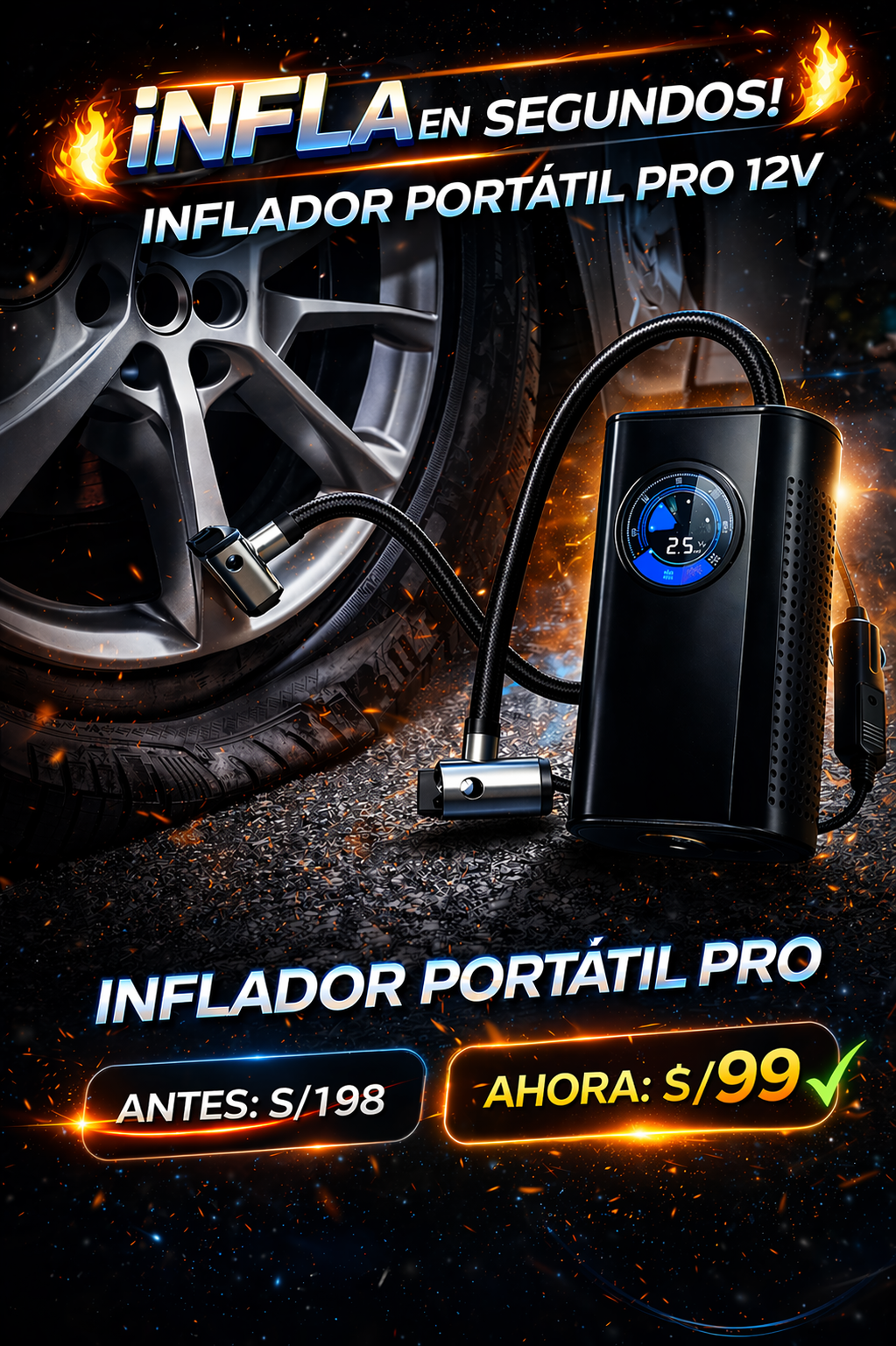 INFLADOR PORTÁTIL PRO 12V