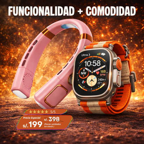 Dúo Smartwatch Ultra X3 + Ventilador LED