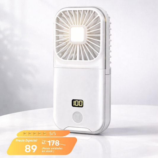 ¡Ventilador LED Portátil con Power Bank - 50% de Descuento!